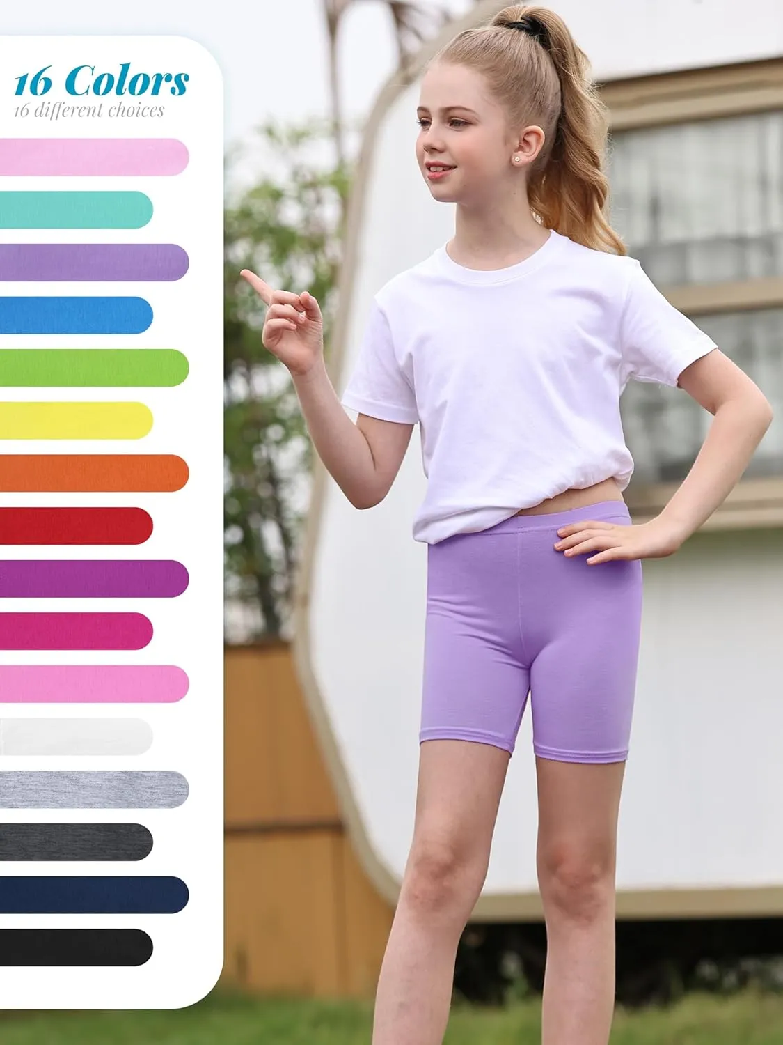 16 Pack Girls Dance Shorts Toddler Bike Biker Under Dress Cartwheel Kids Shorts Multi-Color Girls Clothes