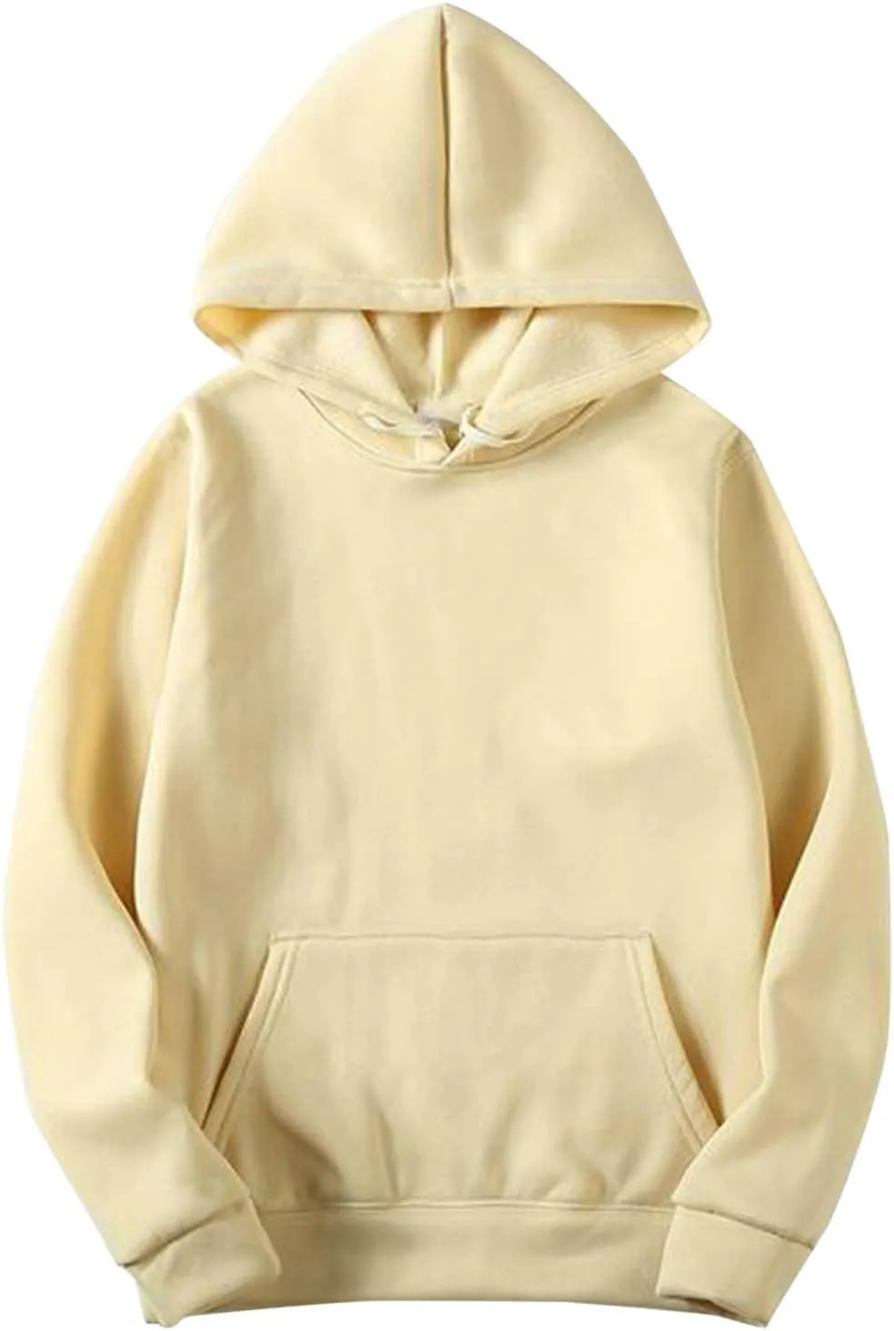 2PC Fleece Pullover Hoodie Soft Warm Sweatshirt Kangaroo Pocket Solid Casual Long Sleeve Fall Winter Loungewear