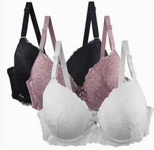 3 Pack Lace Bralettes for Women Set Push up No Underwire Full Coverage Everyday Bra Bralette Plus Size
