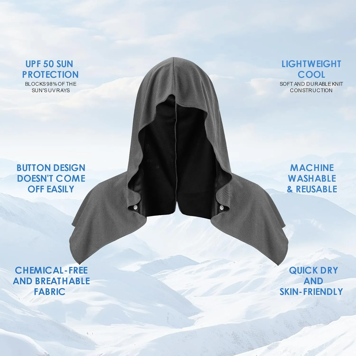 4 Pack Cooling Hoodie Towels for Neck and Face, UPF 50 Sun Protection & Instant Cooling, Ice Towels for Hot Weather, Soft Breathable Towel for Sport, Work Out, Gym, Camping & More Activities