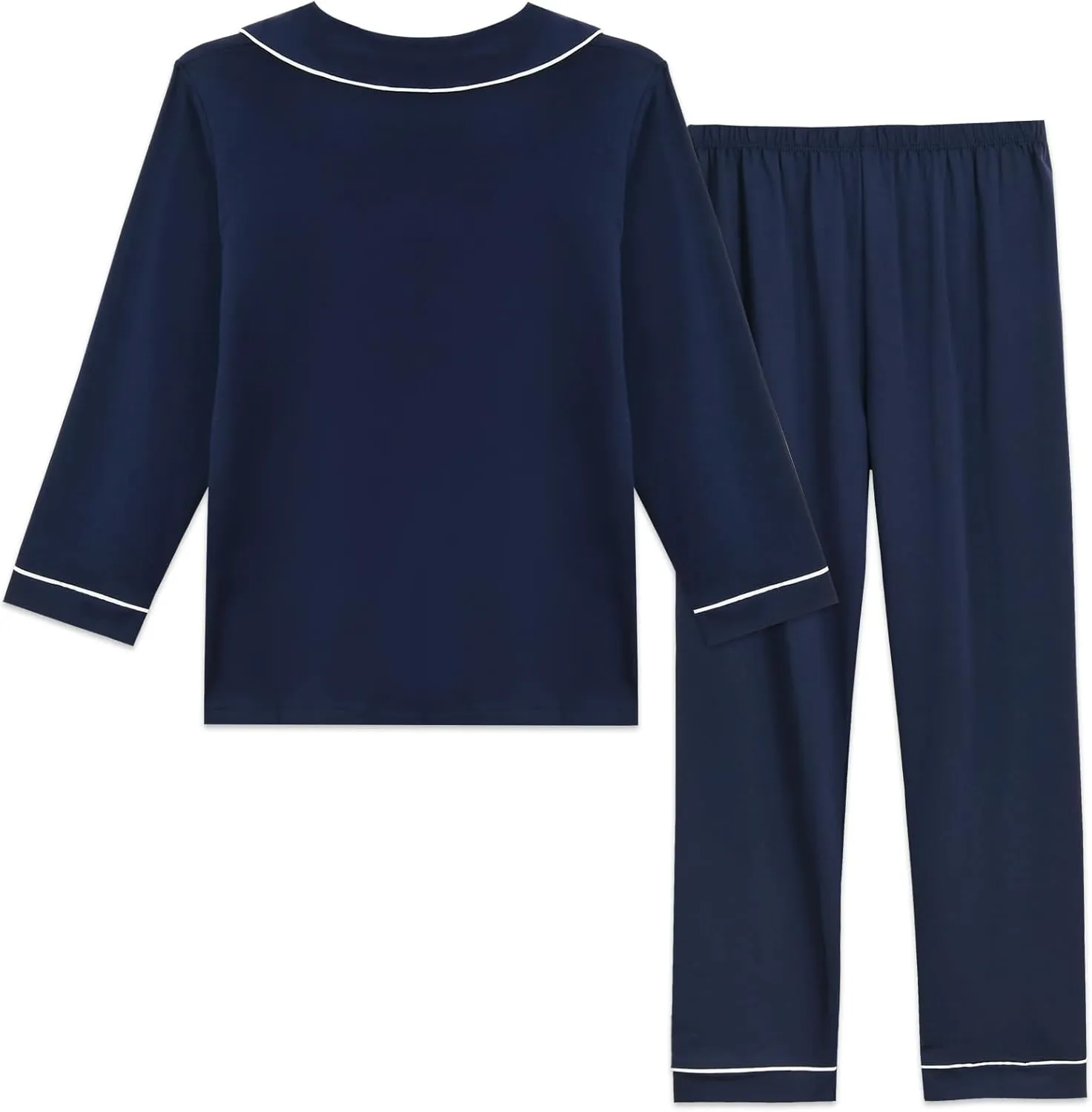 Aablexema Unisex Kids Pajamas Set Button-Down Long Sleeve Cotton Sleepwear Lounge Set for 5-13 Years