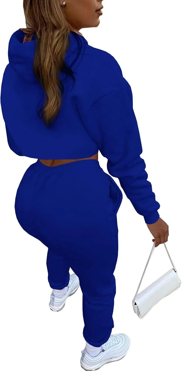 acelyn Womens Sexy 3 Piece Tracksuits Fall Long Sleeve Pullover Hoodie   Tank   Jogging Pants Outfits Sweatsuit Workout Sets