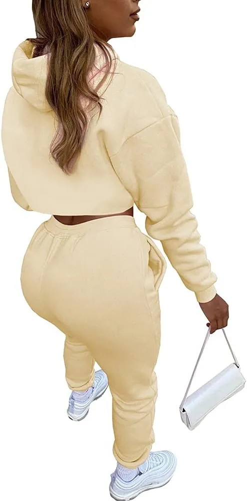 acelyn Womens Sexy 3 Piece Tracksuits Fall Long Sleeve Pullover Hoodie   Tank   Jogging Pants Outfits Sweatsuit Workout Sets