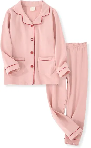 ACESTAR Kids Girls Boys Cotton Pajamas Set Long Sleeve Button Down Pjs Sleepwear Loungewear 2 Piece Set for Daily Size 3-12
