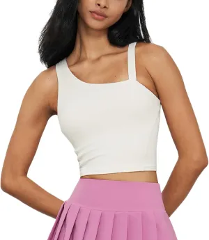 altiland Women's Removable Padded Longline Sports Bra Tank, Medium Support Gym Yoga Running Crop Top