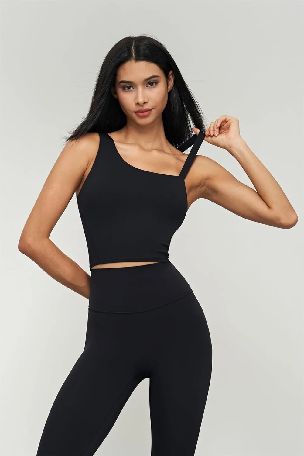 altiland Women's Removable Padded Longline Sports Bra Tank, Medium Support Gym Yoga Running Crop Top