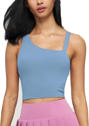 altiland Women's Removable Padded Longline Sports Bra Tank, Medium Support Gym Yoga Running Crop Top