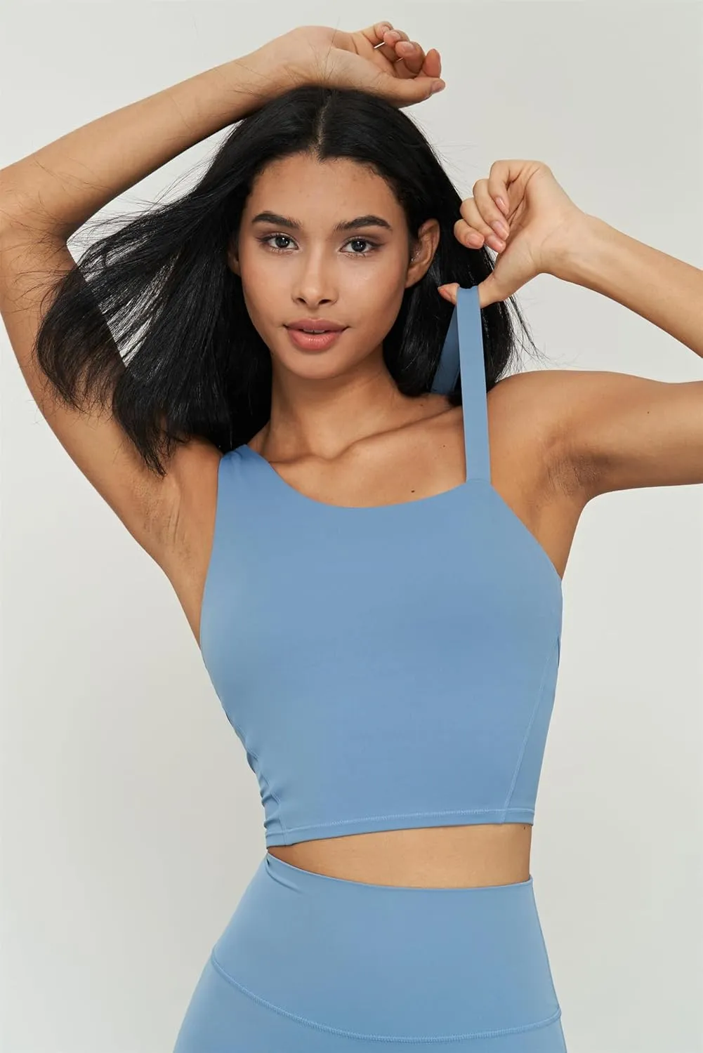 altiland Women's Removable Padded Longline Sports Bra Tank, Medium Support Gym Yoga Running Crop Top