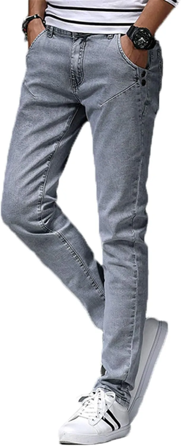 Andongnywell Men's Relaxed Fit Stretch Jeans Slim Tapered-Leg Jean Trousers Stretchy Slim-Fit Pencil Denim Pants