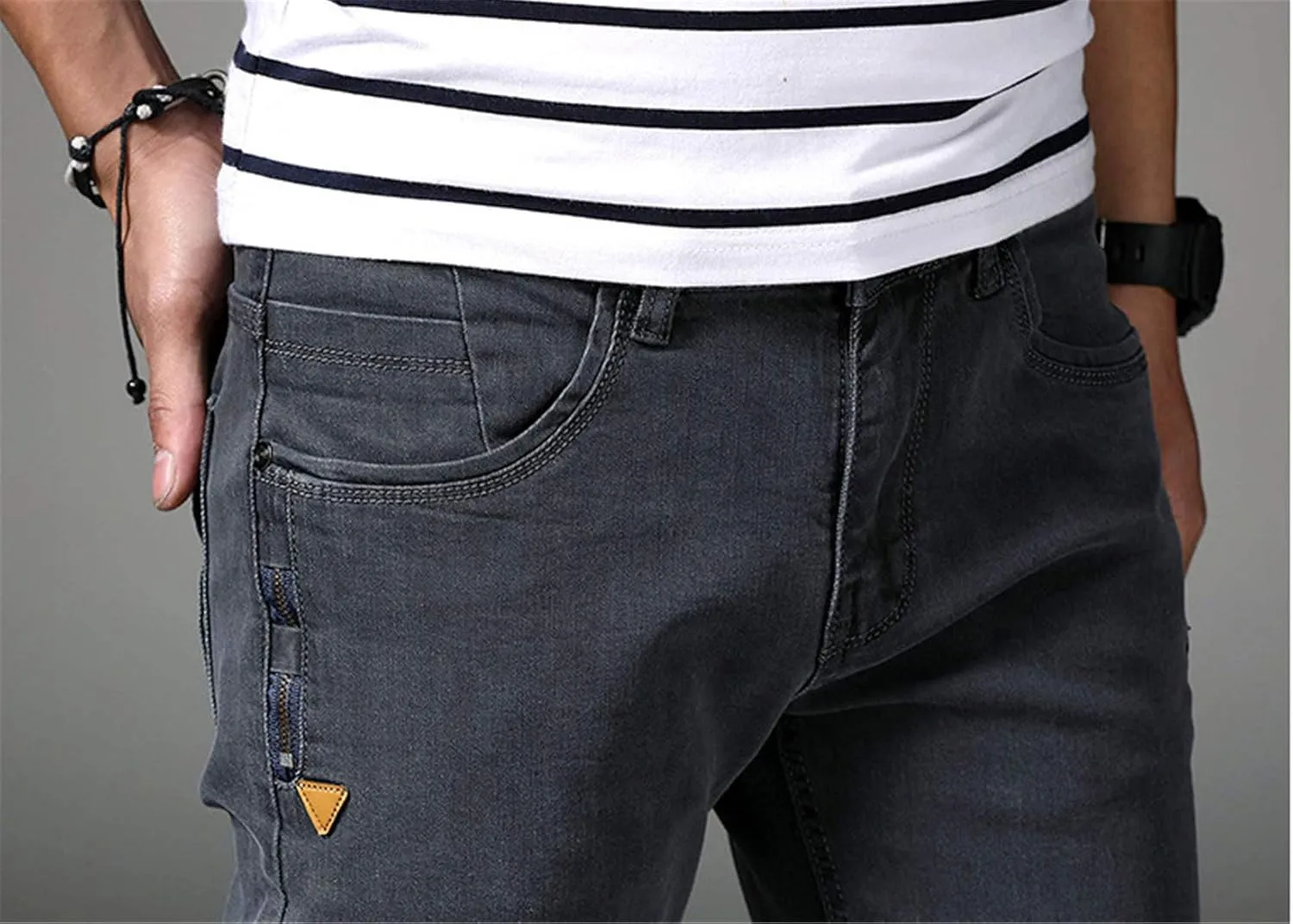 Andongnywell Men's Relaxed Fit Stretch Jeans Slim Tapered-Leg Jean Trousers Stretchy Slim-Fit Pencil Denim Pants