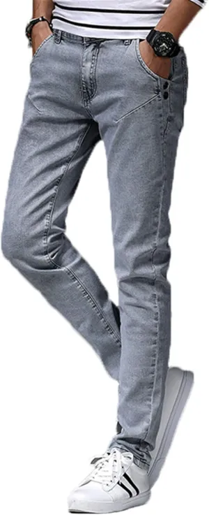 Andongnywell Men's Relaxed Fit Stretch Jeans Slim Tapered-Leg Jean Trousers Stretchy Slim-Fit Pencil Denim Pants