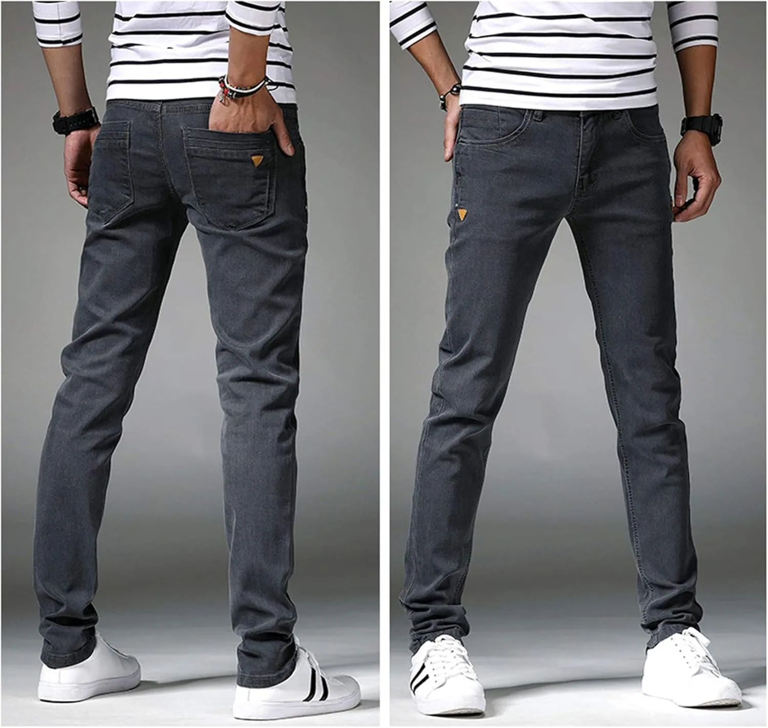 Andongnywell Men's Relaxed Fit Stretch Jeans Slim Tapered-Leg Jean Trousers Stretchy Slim-Fit Pencil Denim Pants