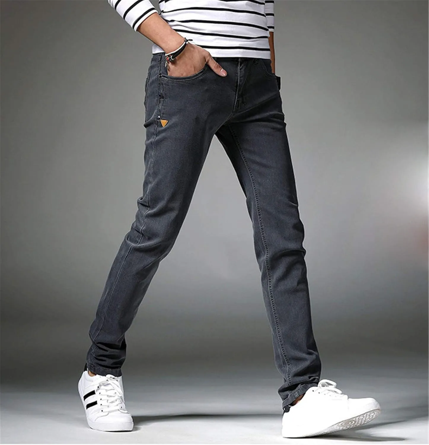 Andongnywell Men's Relaxed Fit Stretch Jeans Slim Tapered-Leg Jean Trousers Stretchy Slim-Fit Pencil Denim Pants