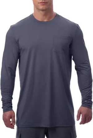 Arctic Cool Men’s Crew Neck Instant Cooling Pocket Workwear Moisture Wicking Performance UPF 50  Long Sleeve Shirt