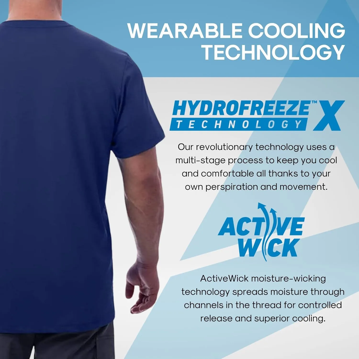 Arctic Cool Men’s Crew Neck Instant Cooling Pocket Workwear Moisture Wicking Performance UPF 50  Short Sleeve Shirt