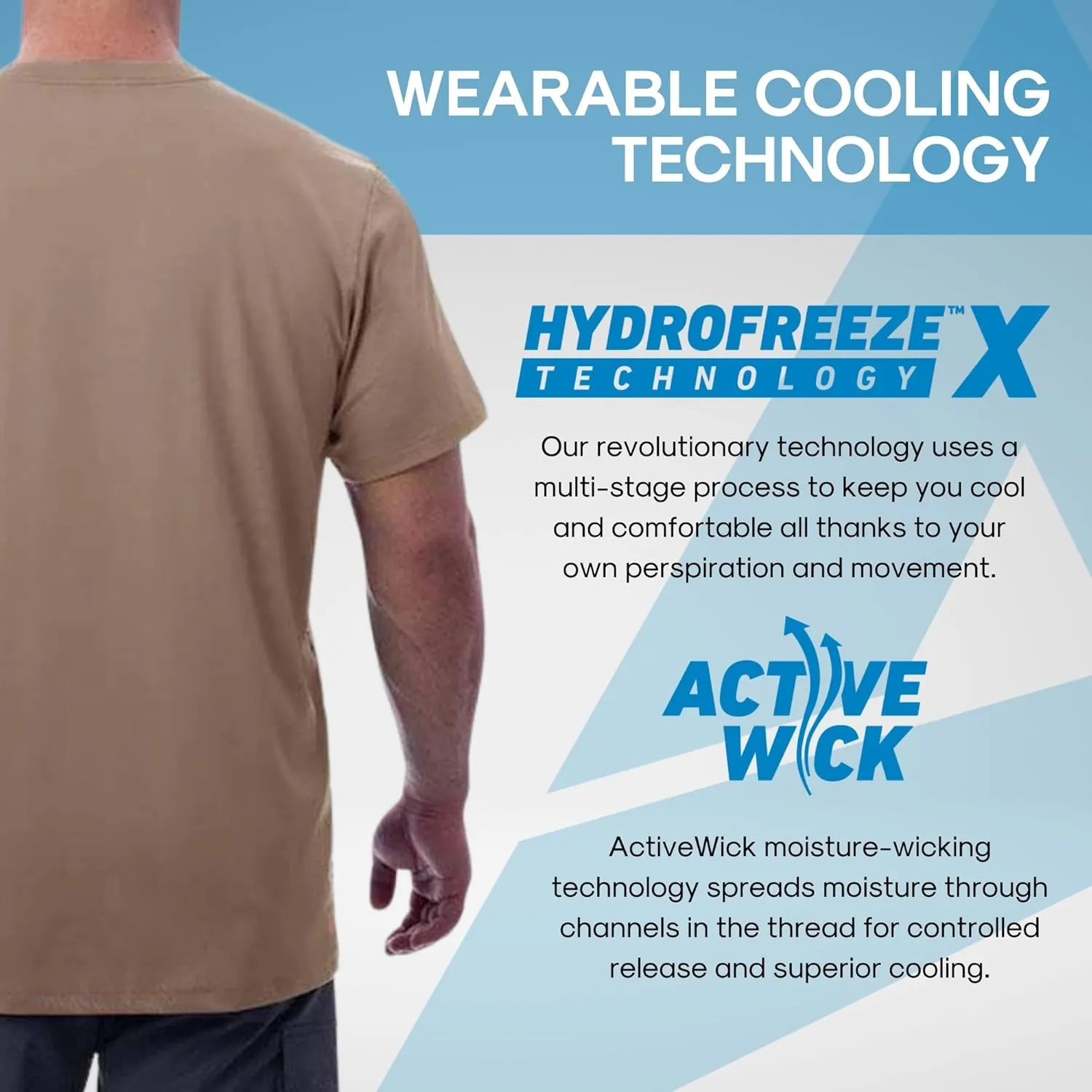 Arctic Cool Men’s Crew Neck Instant Cooling Pocket Workwear Moisture Wicking Performance UPF 50  Short Sleeve Shirt