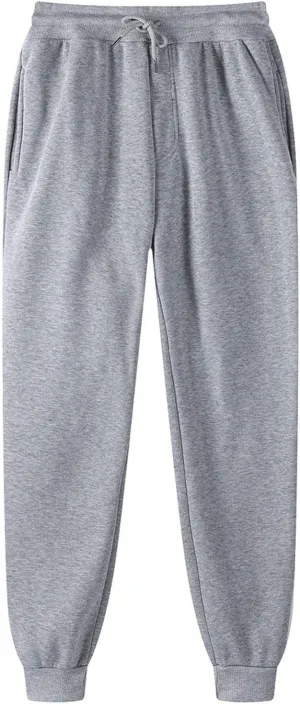 Athletic Pants for Men Elastic Waist Fleece Sweatpants with Pockets Fall Winter Stylish Track Pants Loose Fit Joggers
