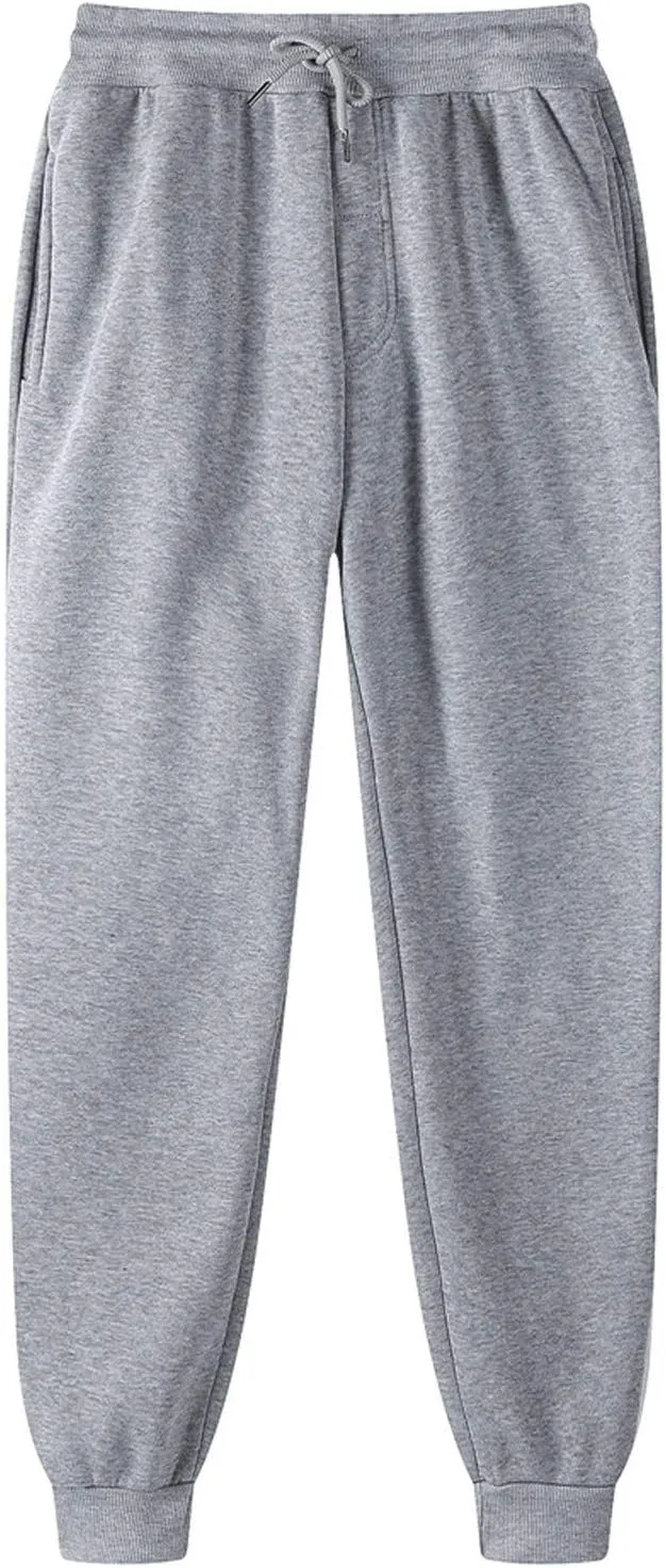 Athletic Pants for Men Elastic Waist Fleece Sweatpants with Pockets Fall Winter Stylish Track Pants Loose Fit Joggers