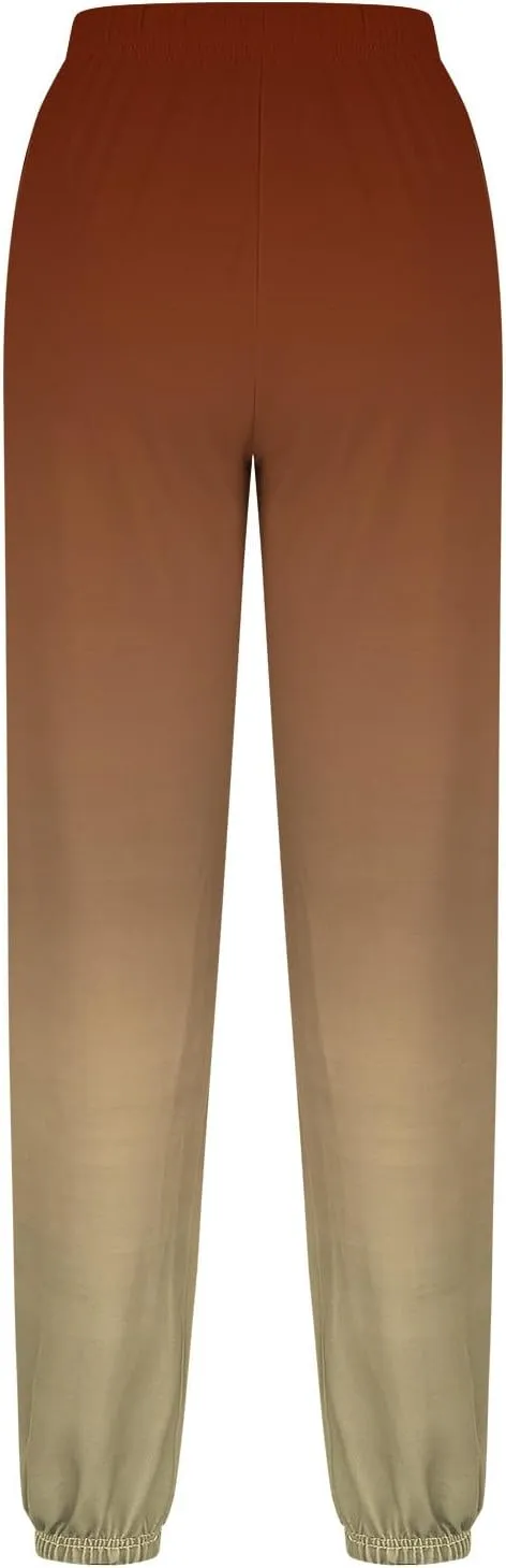 Athletic Sweat Pants Women Fall Jogger Pants Loose Casual Drawstring Pocket Sweatpants Gradient Fashion Sports Pants