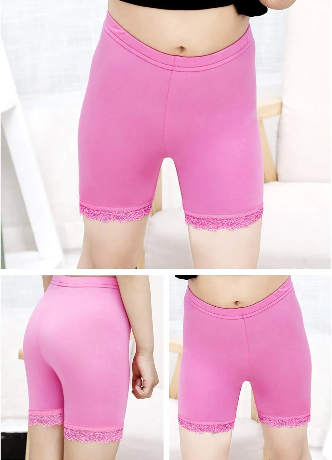 Auranso Girls Dance Shorts Solid Color Breathable Bike Shorts(Pack of 6)