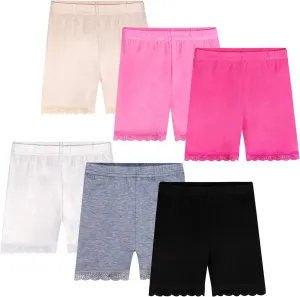 Auranso Girls Dance Shorts Solid Color Breathable Bike Shorts(Pack of 6)