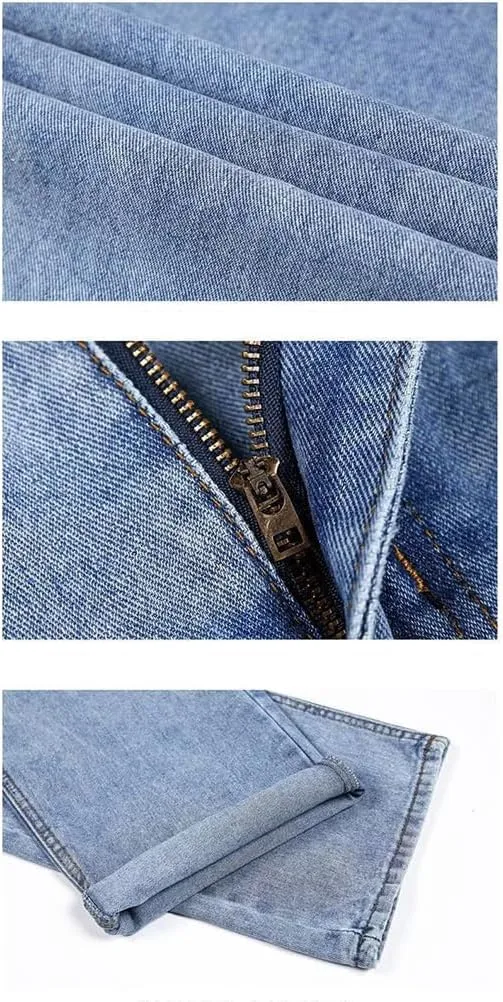 Baggy Jeans Men Relaxed Fit Straight Wide Leg Long Denim Pants Casual Work Hip Hop Jeans Trousers