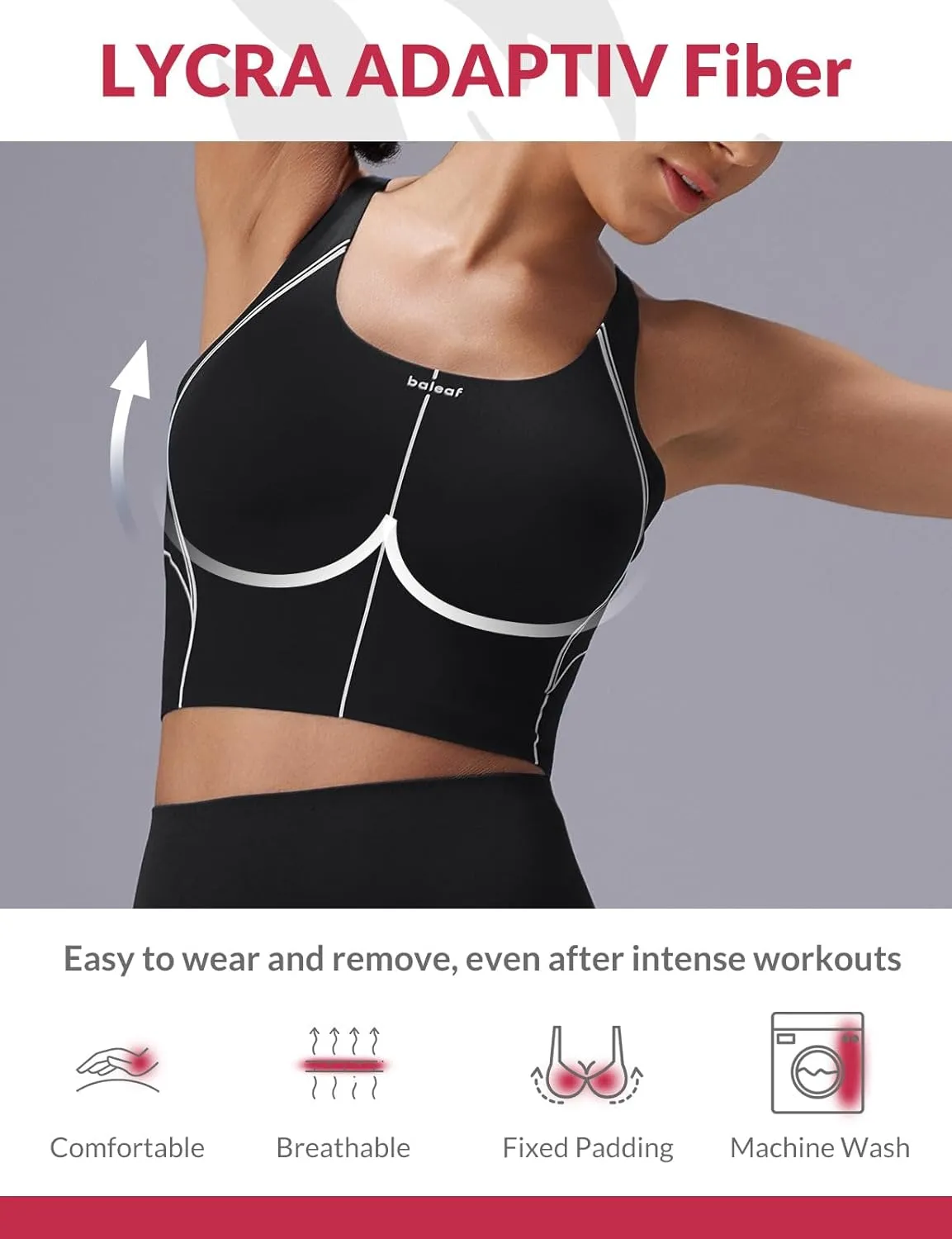 baleaf Freeleaf Broadway Womens Spaghetti Strap Dance Sports Bras, High Impact Crisscross Back, Padded Yoga Workout Tank Top