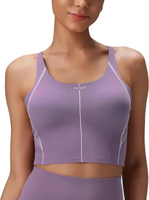 baleaf Freeleaf Broadway Womens Spaghetti Strap Dance Sports Bras, High Impact Crisscross Back, Padded Yoga Workout Tank Top