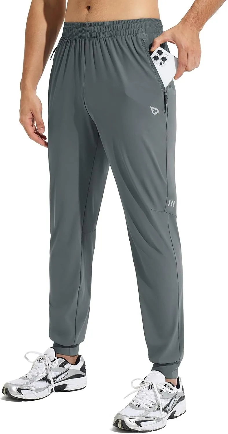 baleaf Men's Joggers Pants Athletic Workout Track Running Gym Lightweight Quick Dry Tapered Jogger Zipper Pockets