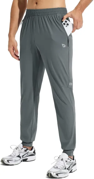 baleaf Men's Joggers Pants Athletic Workout Track Running Gym Lightweight Quick Dry Tapered Jogger Zipper Pockets