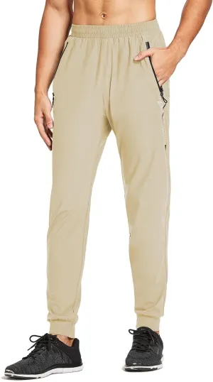 baleaf Men's Joggers Pants Athletic Workout Track Running Gym Lightweight Quick Dry Tapered Jogger Zipper Pockets