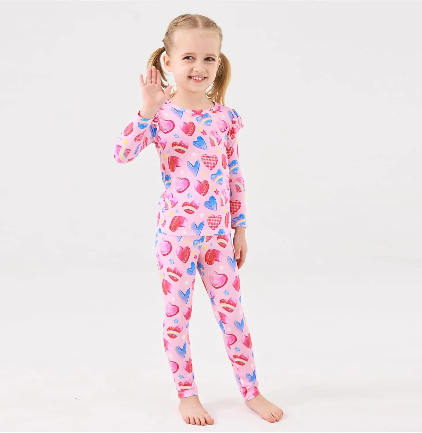 Bamboo Viscose Toddler Girl Pajamas Ruffled Long Sleeve Kid Girls Lounge Set