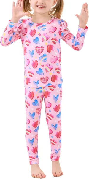 Bamboo Viscose Toddler Girl Pajamas Ruffled Long Sleeve Kid Girls Lounge Set
