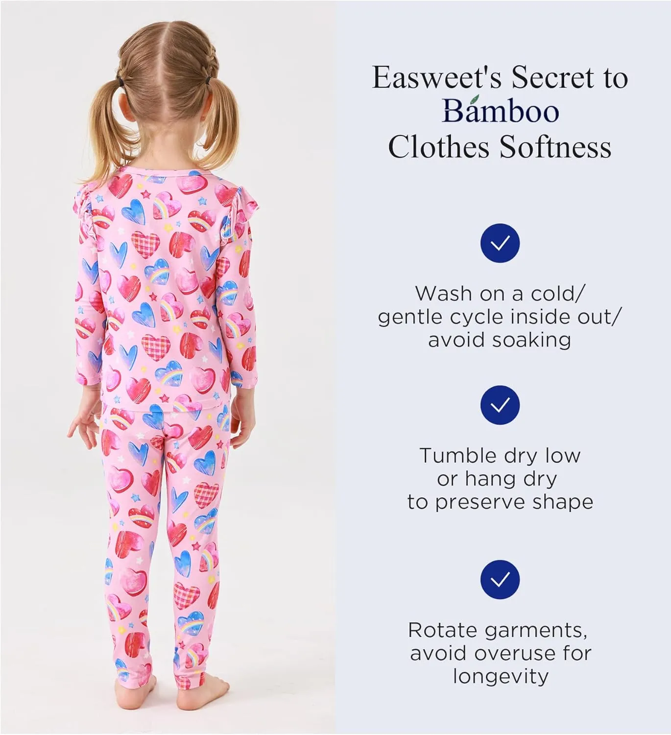 Bamboo Viscose Toddler Girl Pajamas Ruffled Long Sleeve Kid Girls Lounge Set