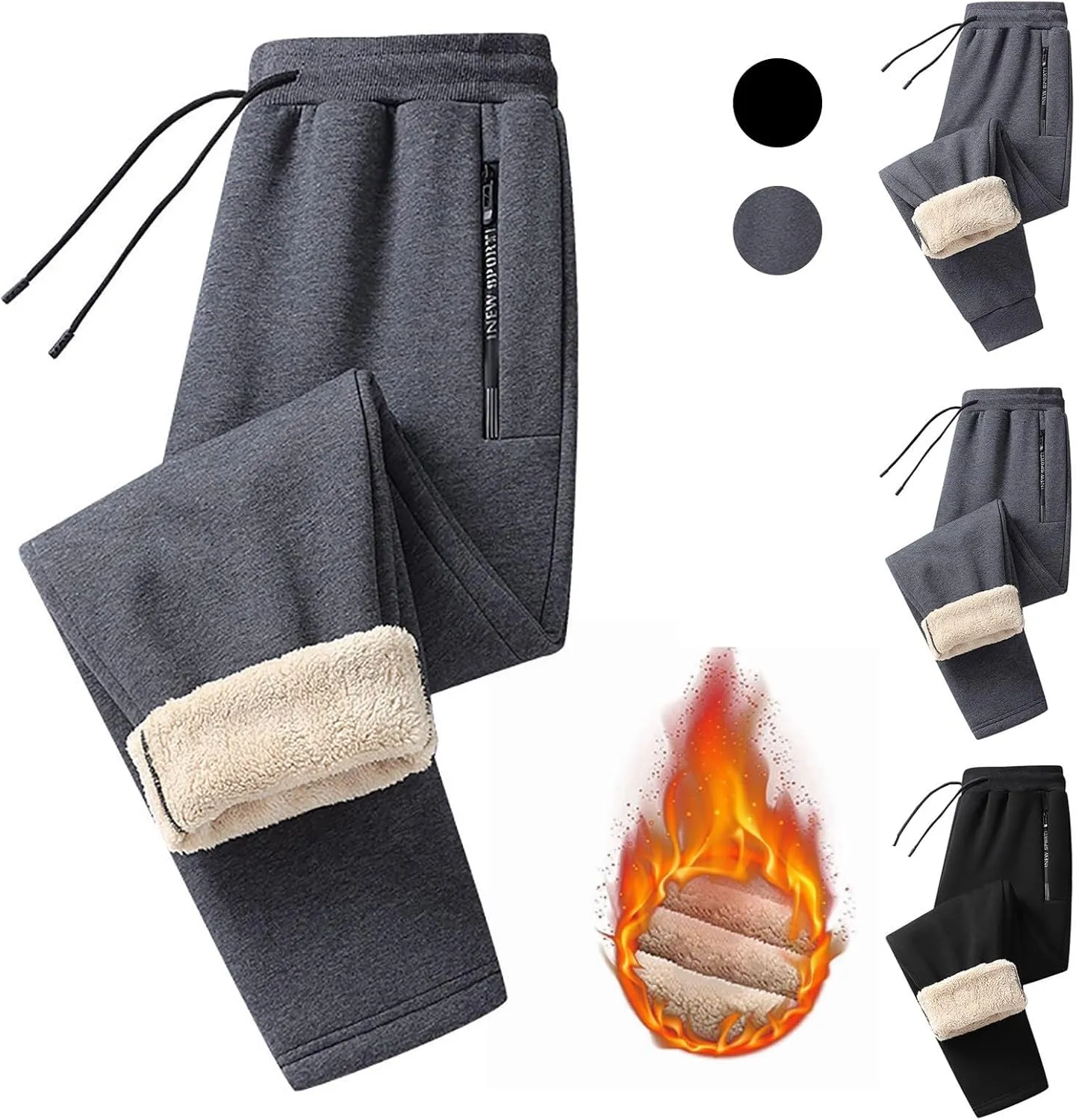 BIFUTON Fleece Lined Pants Men,Men's Thick Winter Pants Heavyweight Warm Sherpa Lined Athletic Jogger Sweatpants with Pockets