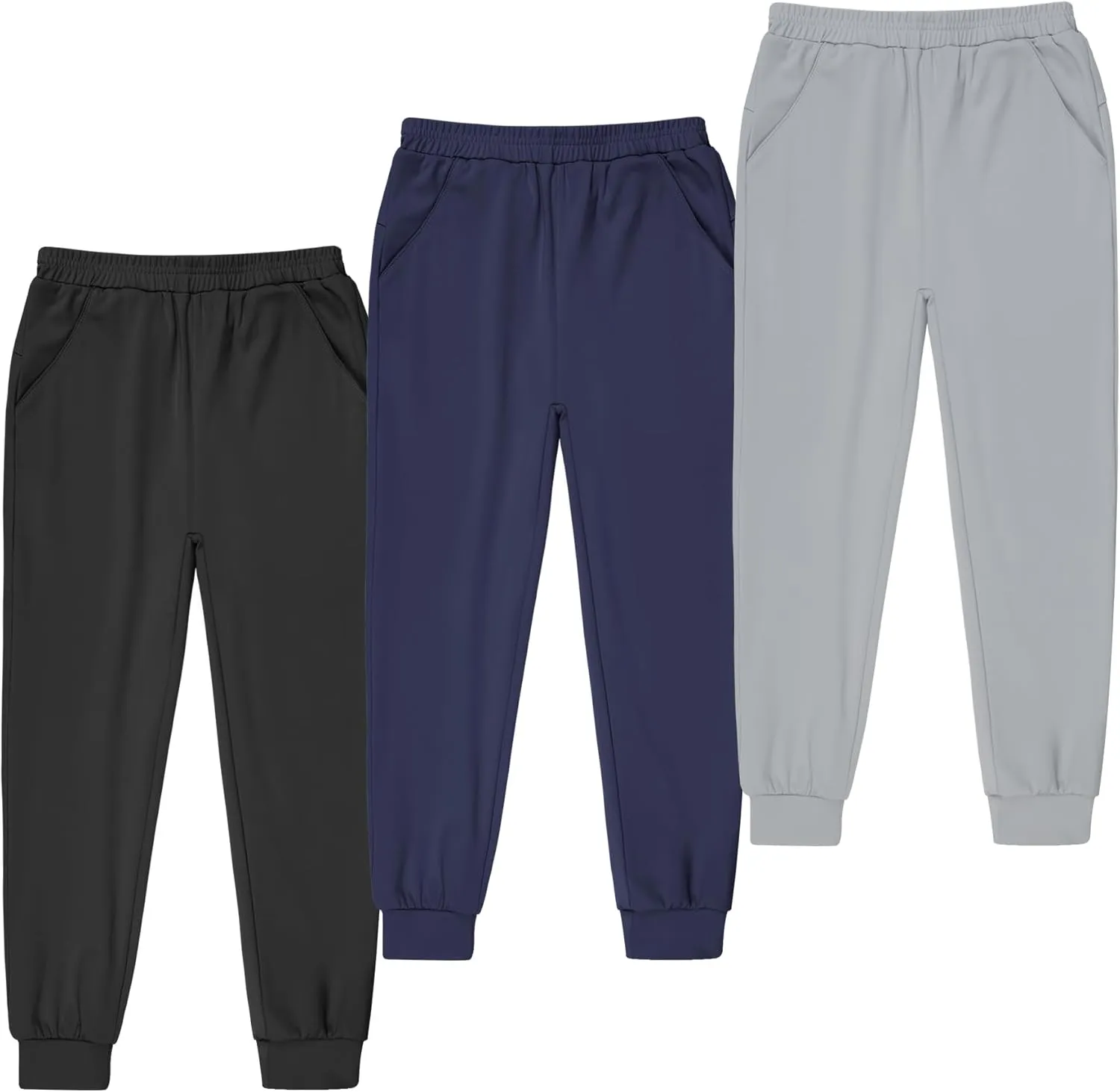 BIG ELEPHANT Girls Quick Dry Active Athletic Joggers, Kids Pull-on Lounge Joggers with Pocket