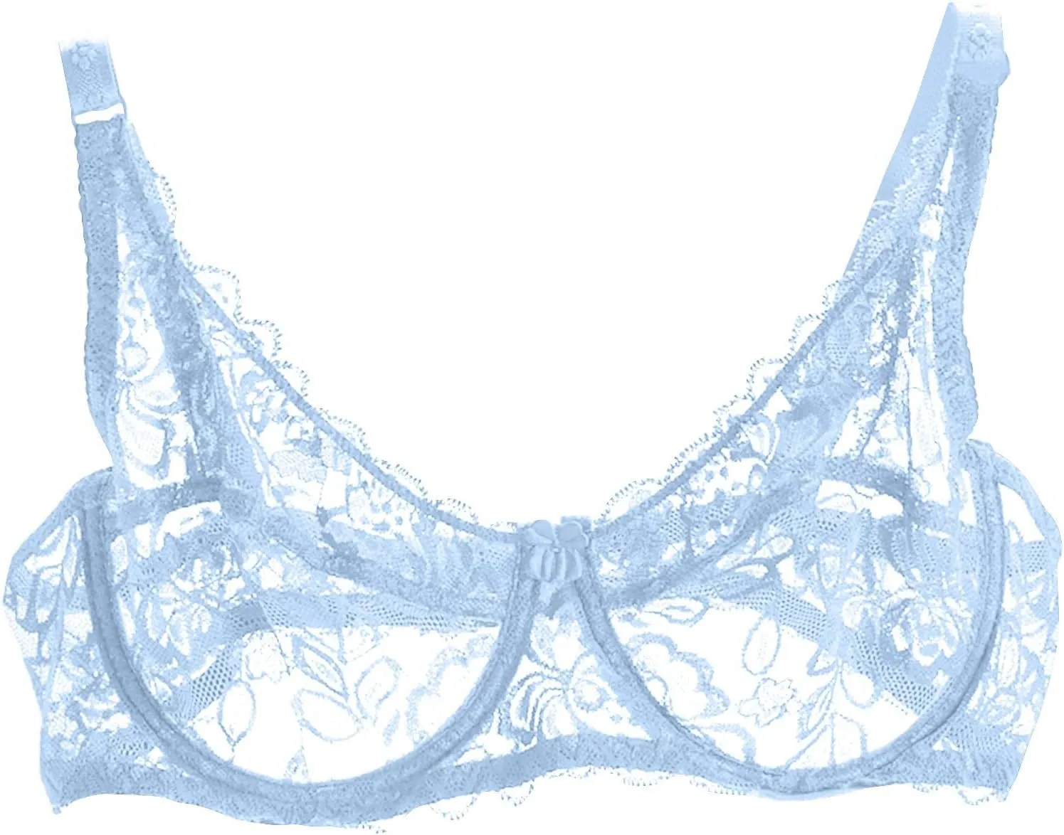 Binmer Women's Sexy Floral Lace Bra Demi Sheer Mesh Balconette Bralette Unlined Underwire Embroidered Mesh Soft Bralettes