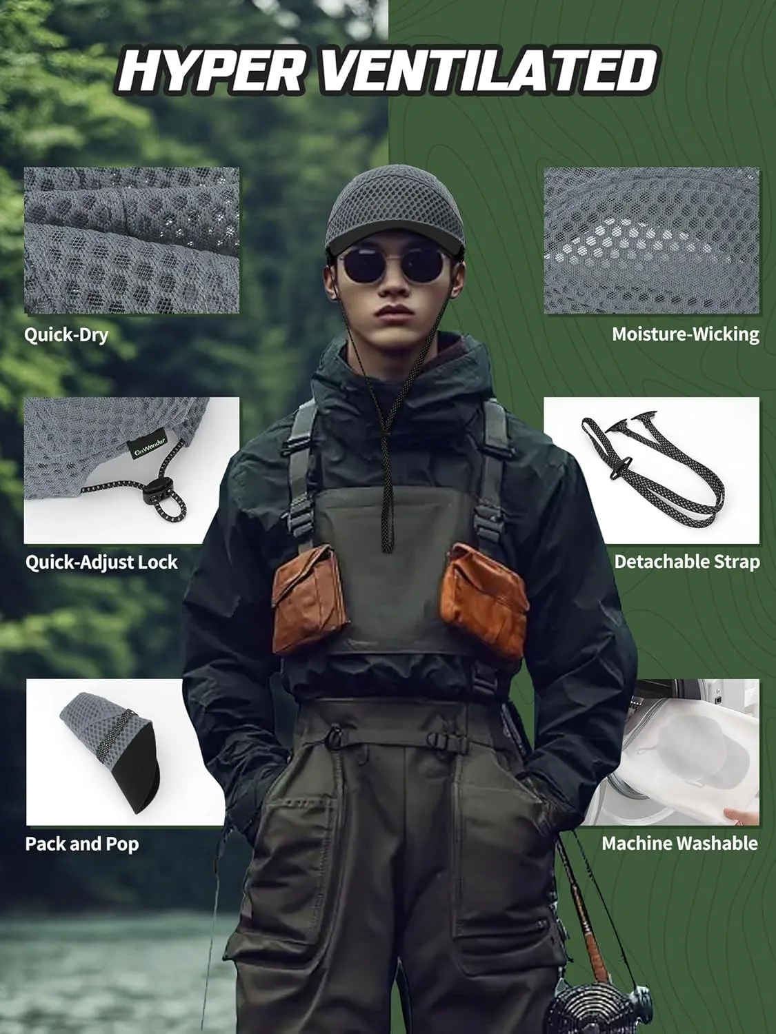 Breathable Baseball Caps for Men Women, Lightweight Mesh Beach Hat for Surfing, Cycling, Boating, Golf, Waterpark