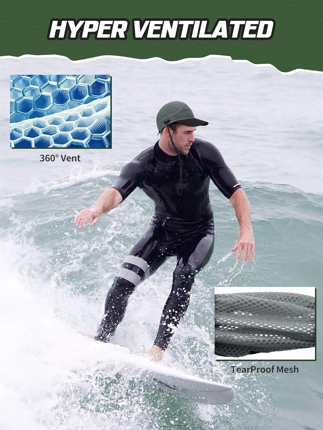 Breathable Baseball Caps for Men Women, Lightweight Mesh Beach Hat for Surfing, Cycling, Boating, Golf, Waterpark