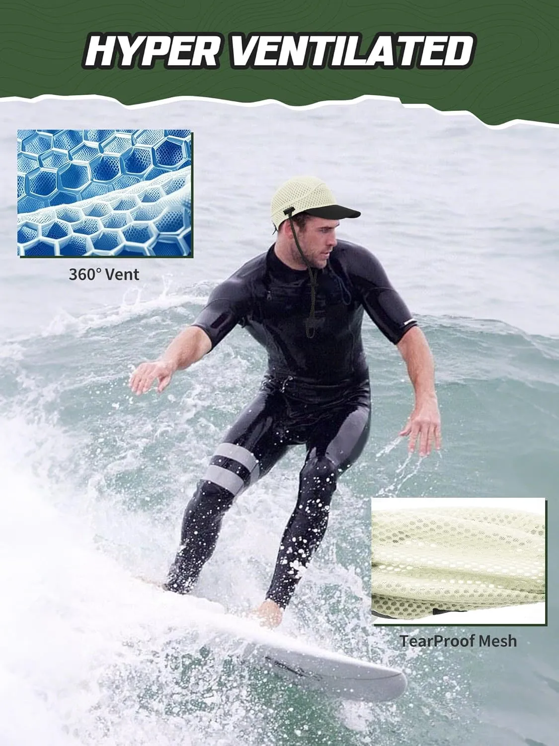 Breathable Baseball Caps for Men Women, Lightweight Mesh Beach Hat for Surfing, Cycling, Boating, Golf, Waterpark