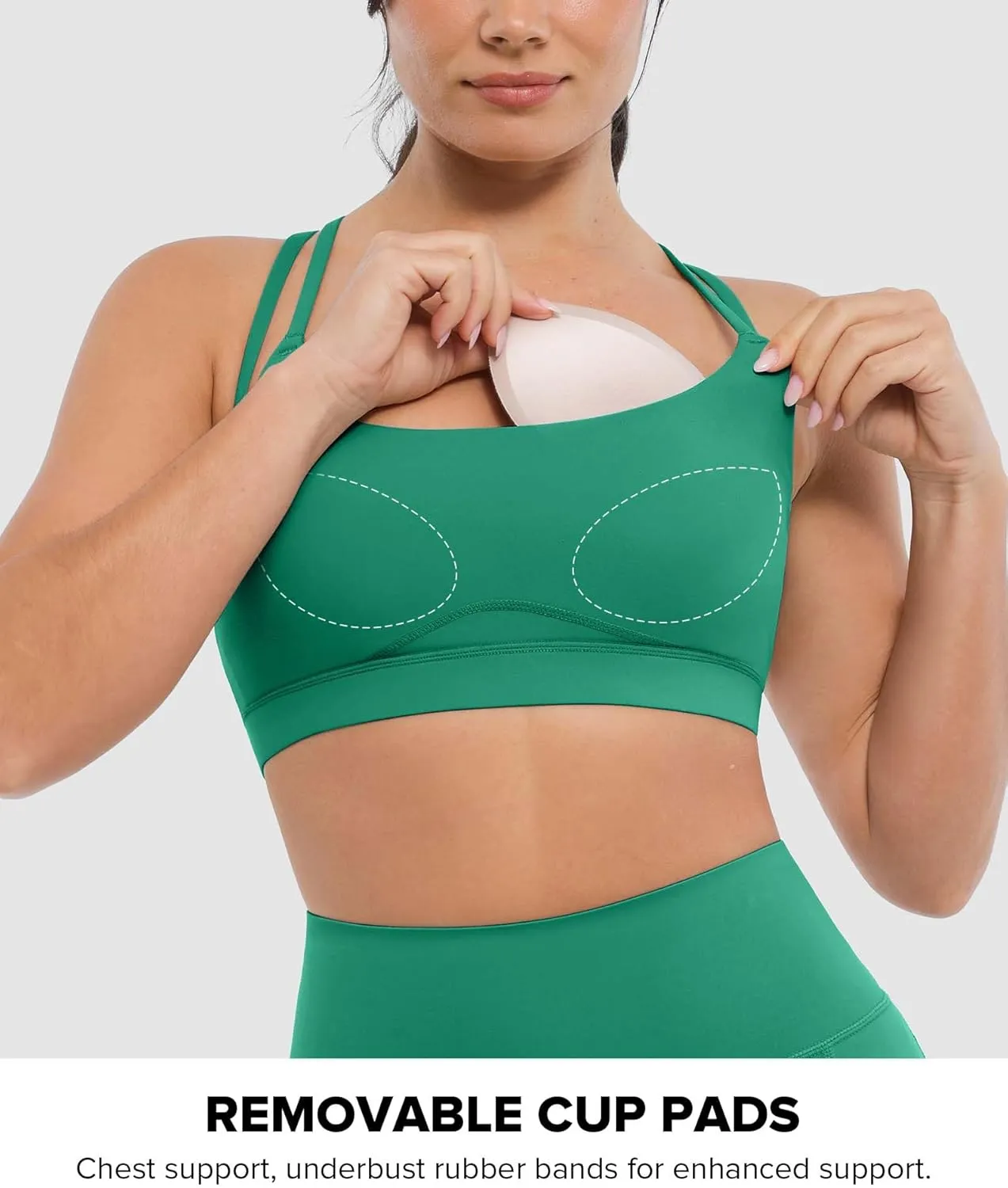 BRXL Strappy Sports Bras for Women High Support Criss-Cross Back Padded Sports Bra with Removable Cups