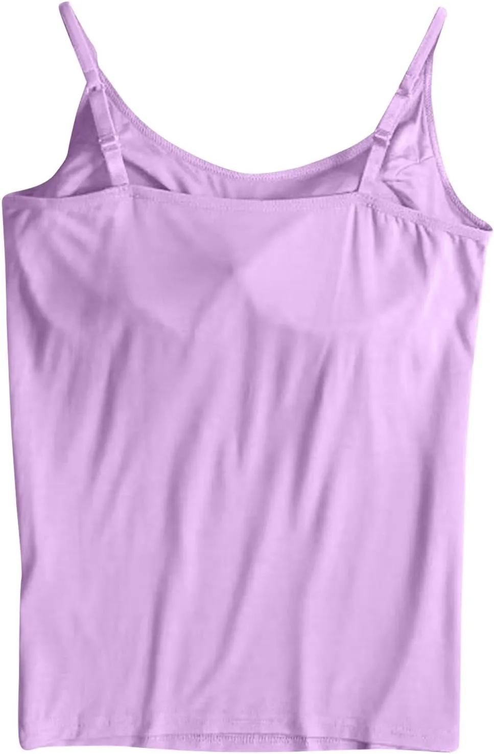 Camisole Tops for Women Built in Bra Adjustable Spaghetti Strap Cotton Workout Yoga Shirts Summer Basic Tank Tops