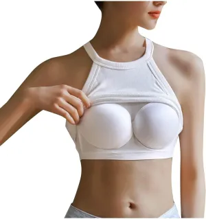 Camisole Tops for Women Built in Bra Casial High Neak Sleeveless Cami Shirts Trendy Spring Summer Workout Under Clothes