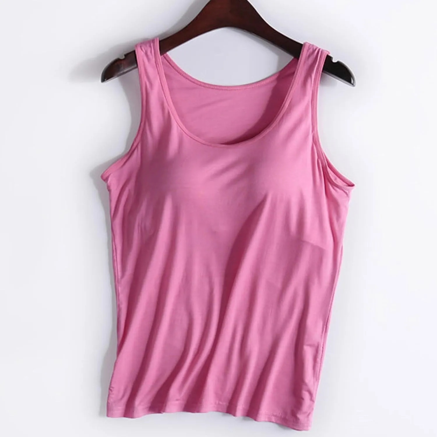 Camisole Tops for Women Built in Bra Casual Scoop Neck Sleeveless Yoga Shirts Basic Padded Tank Tops Summer Clothes