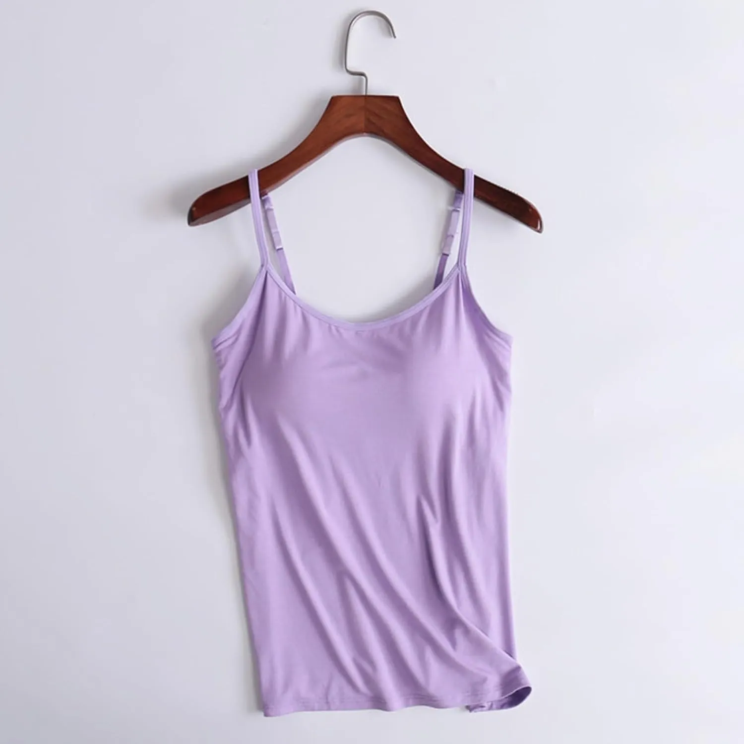 Camisole Tops with Built in Bra for Women Summer Casual Loose Chest Pad Vest Yoga Outfits Undershirts Cami Shirts