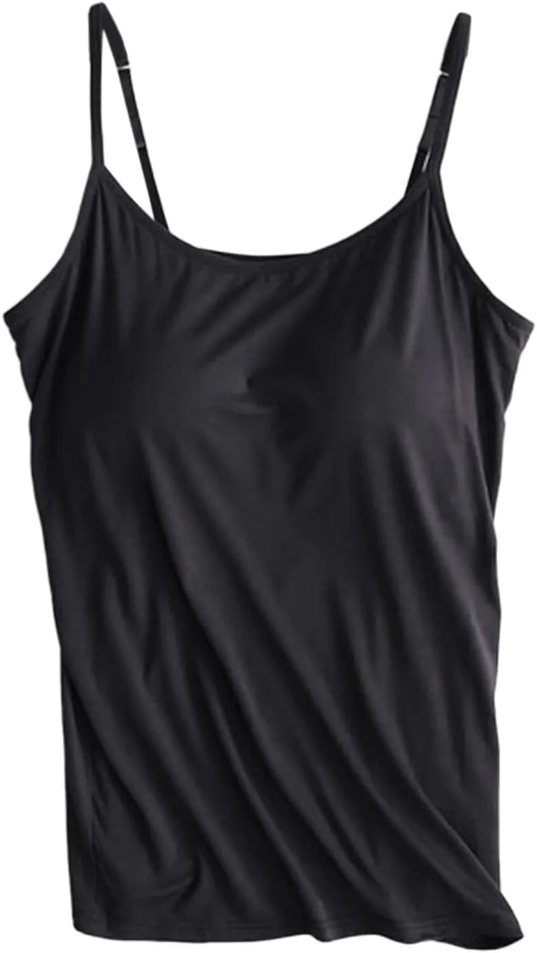 Camisole with Shelf Bra Women Tank Top with Shelf Bra Racerback Workout Yoga Tops Undershirt Basic Cami Tanks