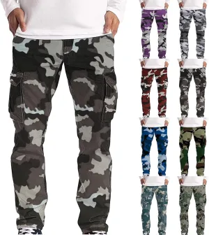 Camo Cargo Pants for Men Waterproof Outdoor Work Pants Construction Flex Tactical Pants Multi Pockets Hiking Pants