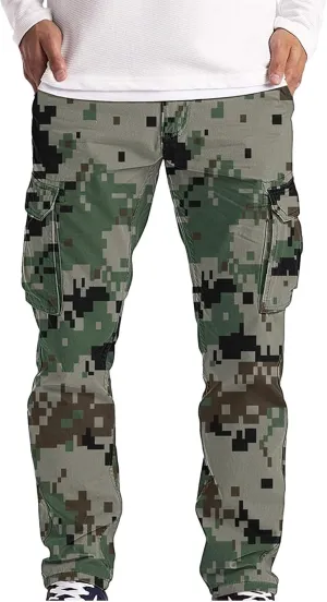 Camo Cargo Pants for Men Waterproof Outdoor Work Pants Construction Flex Tactical Pants Multi Pockets Hiking Pants