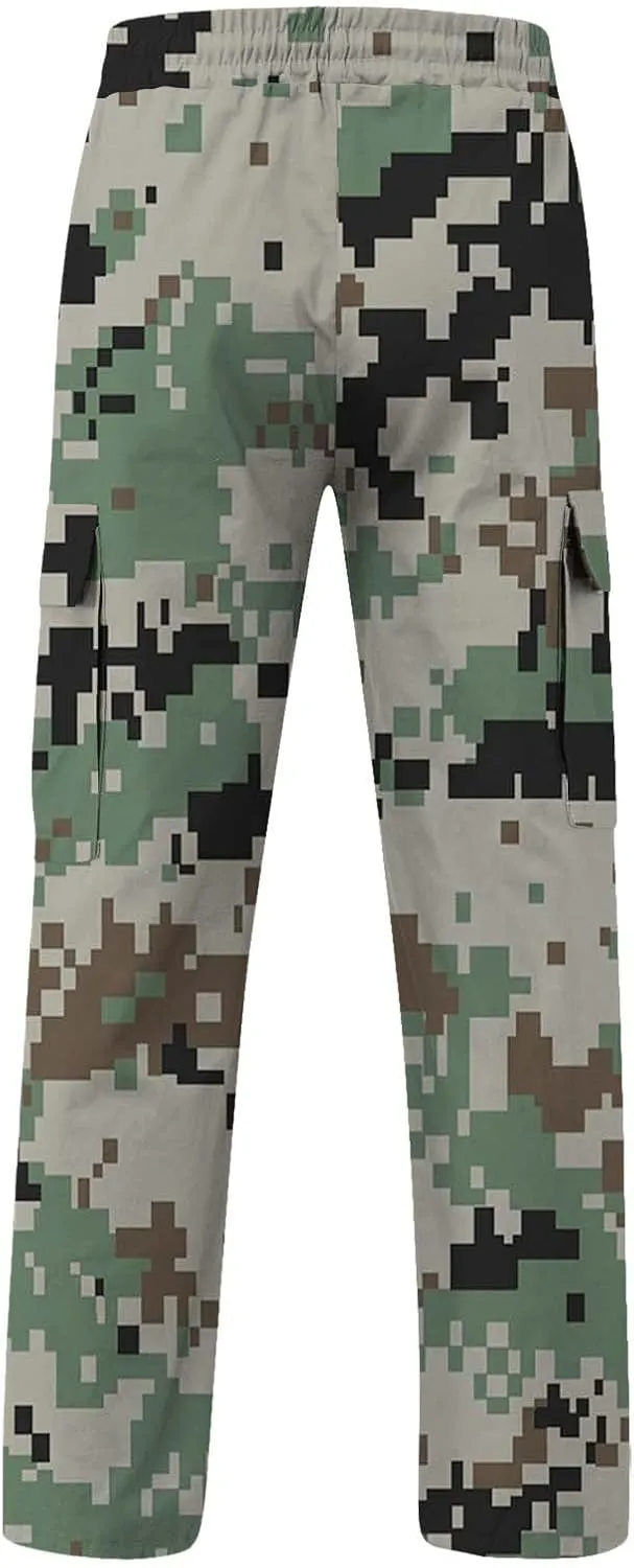 Camo Cargo Pants for Men Waterproof Outdoor Work Pants Construction Flex Tactical Pants Multi Pockets Hiking Pants