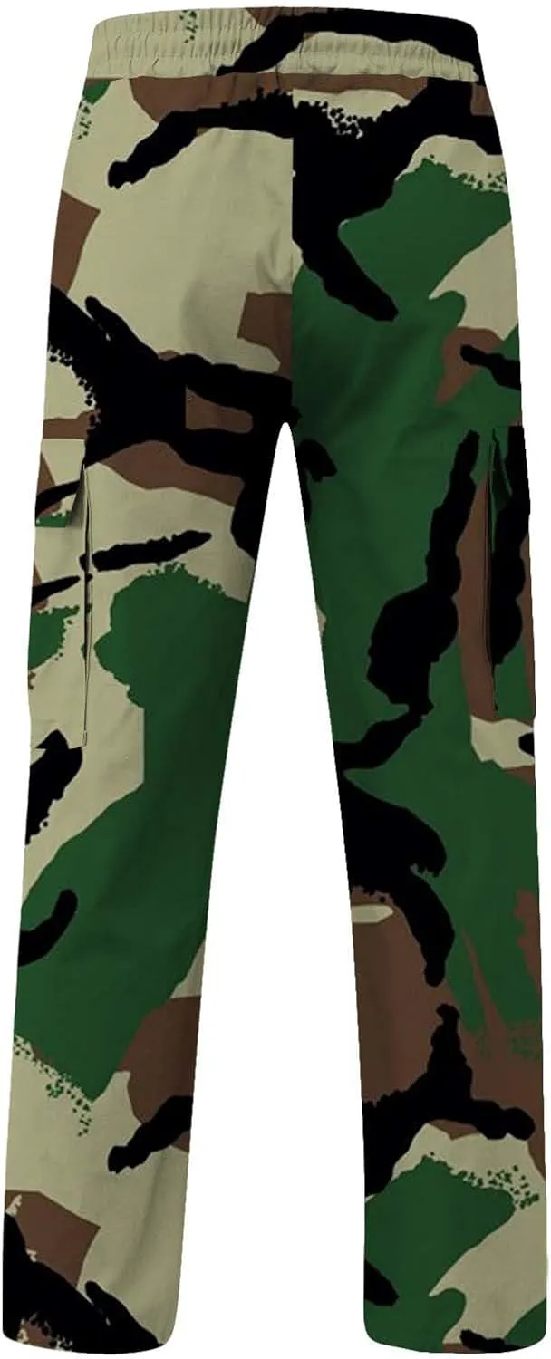 Camo Cargo Pants for Men Waterproof Outdoor Work Pants Construction Flex Tactical Pants Multi Pockets Hiking Pants